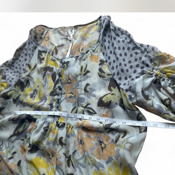 Anthropologie |Edmé & Esylltel 100% Silk Whimsical Floral Sheer Blouse Size - Picture 4 of 8
